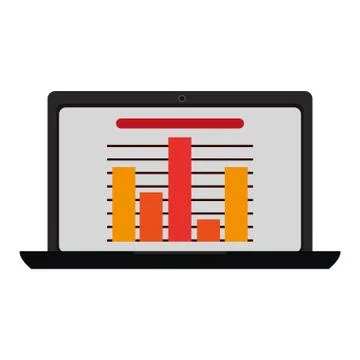 Laptop with bar graph , Vector illustration Stock Illustration