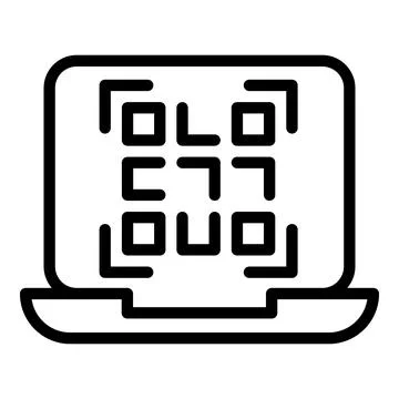 Laptop barcode icon outline vector. Scan code Stock-Illustration