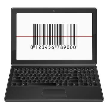 Laptop with barcode Stock Illustration