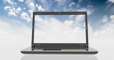 Laptop with a beautiful time laps Stock Footage 84182668