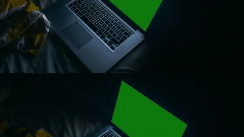 Laptop in bed night Stock Footage 162170085