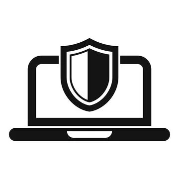 Laptop being protected by a shield, internet security concept Stock Illustration