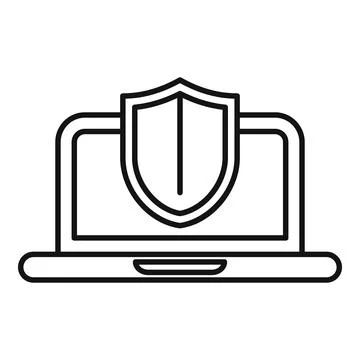 Laptop being protected by a shield representing online security Stock-Illustration