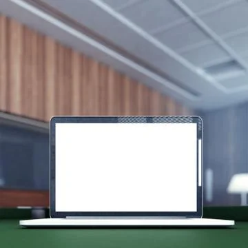 Laptop  on the billiard table Stock Illustration