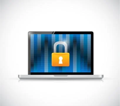 Laptop binary and security lock illustration Stockillustratie