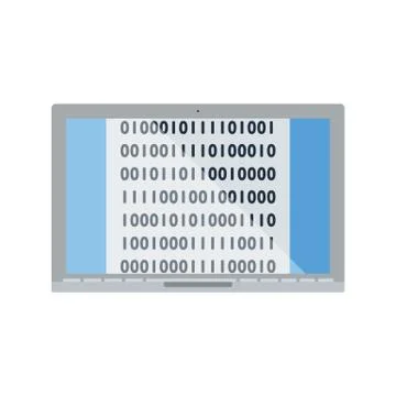 Laptop With Binary Code Icon イラスト素材