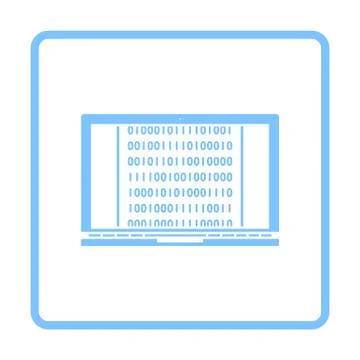 Laptop With Binary Code Icon Stock Illustration