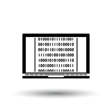 Laptop With Binary Code Icon Stock Illustration
