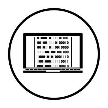 Laptop With Binary Code Icon Stock Illustration