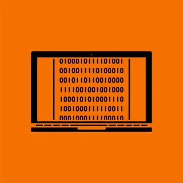 Laptop With Binary Code Icon Stock Illustration
