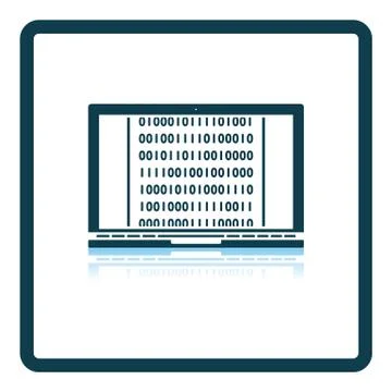 Laptop With Binary Code Icon Stock Illustration