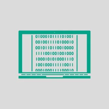 Laptop With Binary Code Icon Stock Illustration