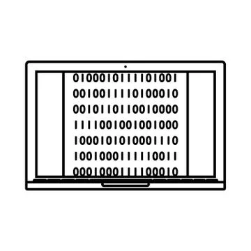 Laptop With Binary Code Icon Stock Illustration