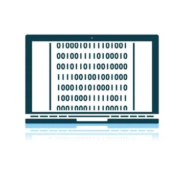 Laptop With Binary Code Icon Stock Illustration