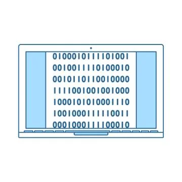 Laptop With Binary Code Icon Stock Illustration