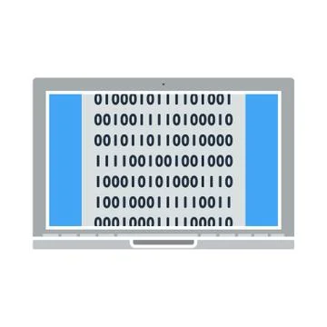 Laptop With Binary Code Icon Stock Illustration