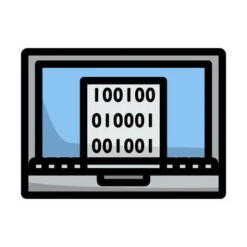 Laptop With Binary Code Icon Illustrazione stock