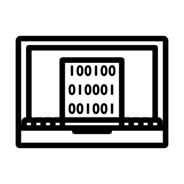 Laptop With Binary Code Icon Illustrazione stock