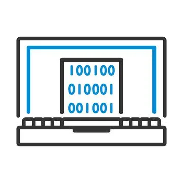 Laptop With Binary Code Icon Stock Illustration