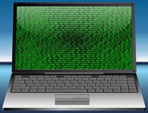 Laptop with binary code 스톡 일러스트