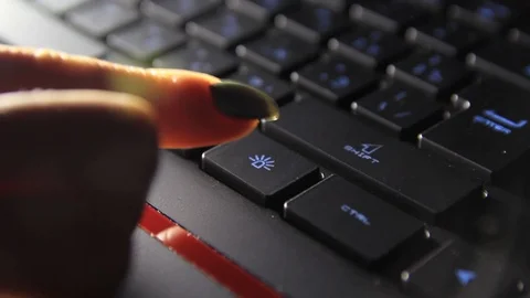 Laptop black backlit keyboard with different colors Stock Footage 122626127