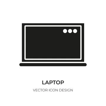 Laptop black icon computer pc notebook logo vector Stock Illustration