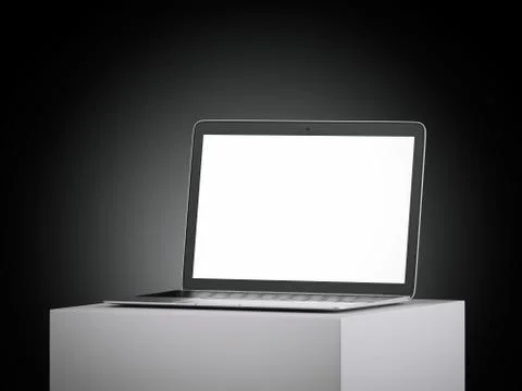 Laptop with blank screen. 3d rendering Stock Illustration