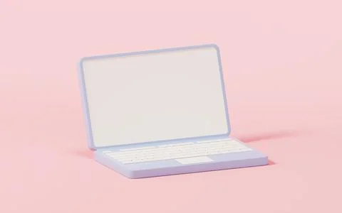 Laptop with blank screen, 3d rendering. Illustrazione stock