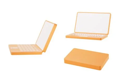 Laptop with blank screen, 3d rendering. Illustrazione stock