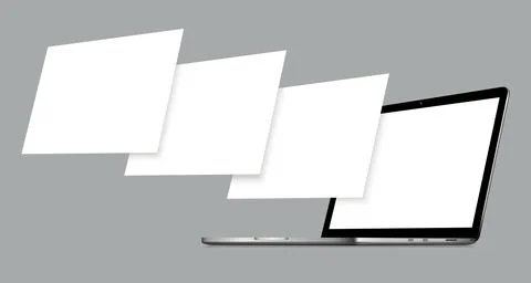 Laptop with blank screen and blank framework web pages Stock Illustration