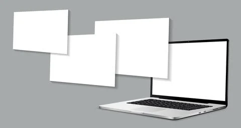 Laptop with blank screen and blank framework web pages Stock Illustration