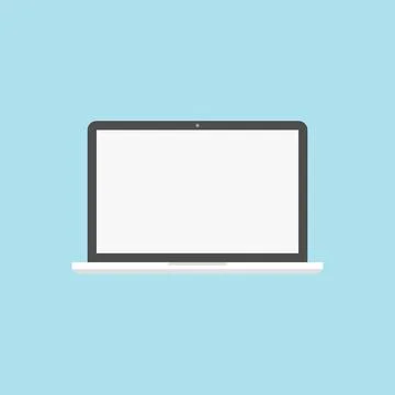 Laptop with blank screen icon in flat style. Computer display vector illustra 스톡 일러스트