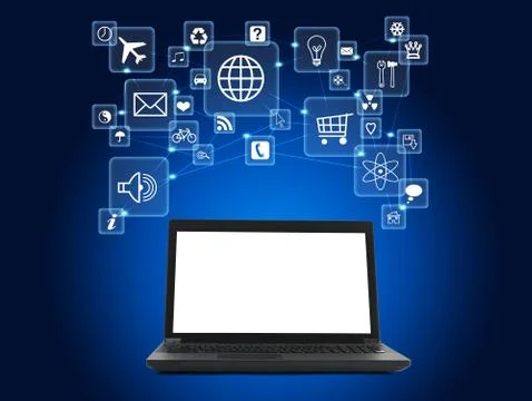 Laptop with blank screen 스톡 일러스트