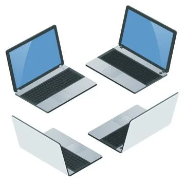 Laptop with blank screen isolated on white background. Laptop Ic Stock Illustration