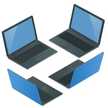 Laptop with blank screen isolated on white background. Laptop Ic Stock Illustration