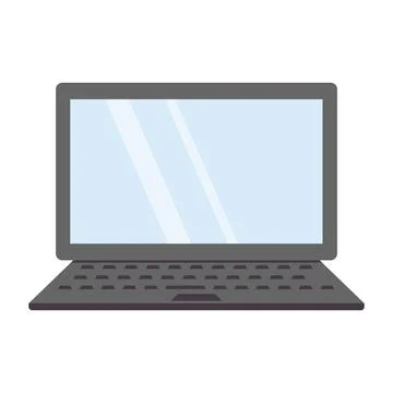 Laptop with blank screen isolated on white background. Flat icon. Stock Illustration