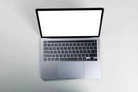 Laptop with blank screen on light background Stock Photos