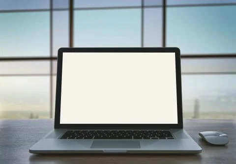 Laptop with blank screen Stock Photos