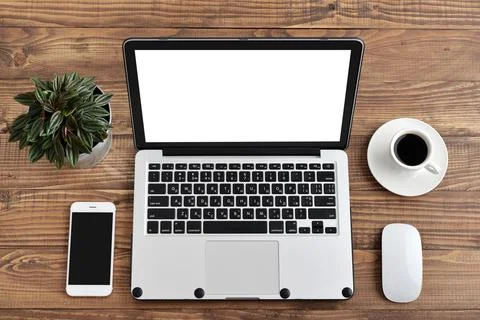 Laptop with blank screen Stock Photos
