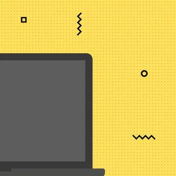 Laptop with blank screen silver color isolated on yellow background Stock Illustration