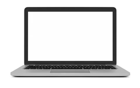 Laptop with blank screen on white Stock Photos