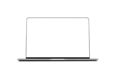 Laptop with blank screen on white Stock Photos