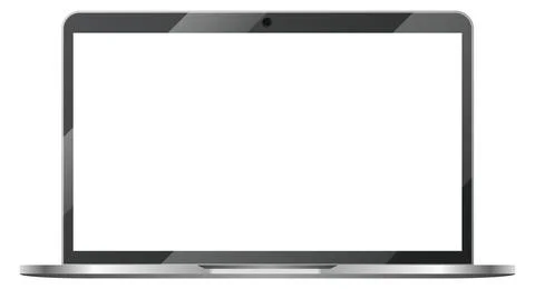 Laptop with blank white screen. Computer display template Illustrazione stock