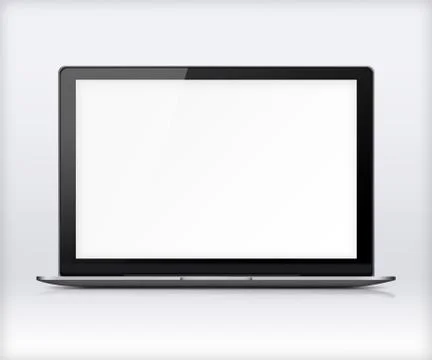 Laptop with blank white screen. Stock Illustration
