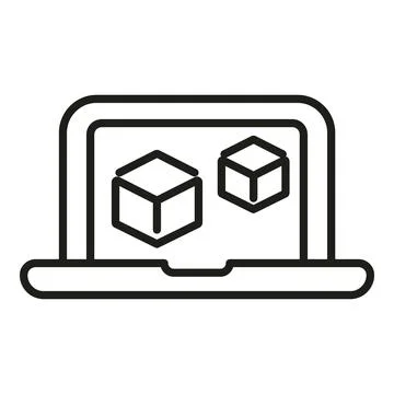 Laptop blockchain icon outline vector. Crypto business Stockillustratie