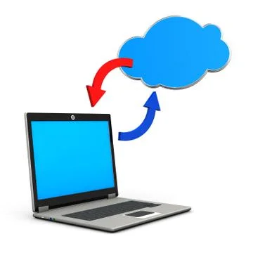 Laptop blue cloud Stock Illustration
