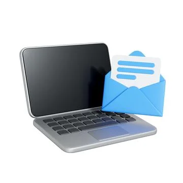 Laptop with Blue Envelope Representing Email Communication Stock Illustration