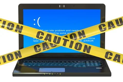 Laptop with blue error screen Stock Illustration