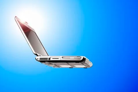 Laptop on blue Illustrazione stock