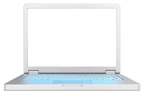 Laptop with blue light screen effect on keyboard. Illustrazione stock